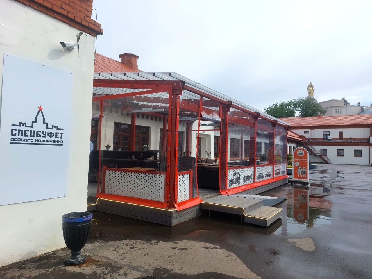ПВХ шторы для летней террасы кафе в городе Струнино